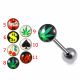 316L Surgical Steel 14G Threaded Mix Logo Flat Back Top With Steel Ball