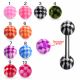 316L Surgical Steel Tongue Barbell With Mixed Checkered Color UV Fancy Ball 