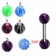 316L Surgical Steel Tongue Barbell With Acrylic Zebra Painted Fancy UV Balls