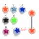 316L Surgical Steel 14Gauge Tongue Barbell With Star Printed Fancy UV Balls