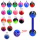 Bio Flex Tongue Barbell With Fancy Flame Print UV Balls