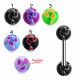 316L Surgical Steel Tongue Barbell With Tri Line Painted UV Balls