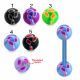 Bio Flex Tongue Barbell With  Tri Line Painted UV Balls