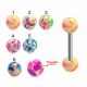 316L Surgical Steel Tongue Barbell With Multi Color Marble Design UV Ball
