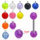316L Surgical Steel Tongue Barbell With UV Glitter Balls