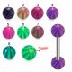 316L Surgical Steel Tongue Barbell With Double Toned Watermelon Stripes UV Balls