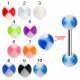 316L Surgical Steel Tongue Barbell With Fancy Acrylic UV Beach Ball