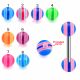316L Surgical Steel Tongue Barbell With Multi Stripe UV Balls