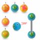 316L Surgical Steel Tongue Barbell With Multi Color Printed Design UV Ball