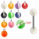 316L Surgical Steel Tongue Barbell With White Faded Stripes UV Balls