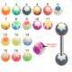 316L Surgical Steel Tongue Barbell With Floral Design UV Balls