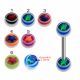 316L Surgical Steel Tongue Barbell With Star Design UV Balls