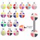 316L Surgical Steel  Tongue Barbell With Multi Color Checked UV Balls