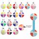 Bio Flex Tongue Barbell With Multi Color Checked UV Balls