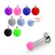SS Labret Body Jewelry Ring With Single Color UV Fancy Balls