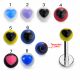 SS Labret Lip Or Eyebrow Ring With Mix Color UV Heart Fancy Balls