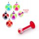 UV Labret With Assorted Color Flexible Straight Barbell with UV Fancy Ball 
