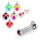 Mix Color Threaded SS Labret UV Fancy Flowers Acrylic Ball