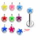 316L Surgical Steel 16Gauge Labret With Mixed Color Star Printed UV Balls