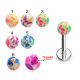 316L Surgical Steel Labret With Multi Color Marble Design UV Ball