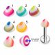 316L Surgical Steel Labret With Multi Color Cotton Candy Design UV Cones