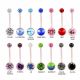 Jeweled Crystal 14G Pink Bio Flex Pregnancy Belly Button Ring With Ferido Epoxy Ball