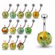 316L Surgical Steel Banana CZ Jeweled Glitter Balls Navel Belly Button Ring