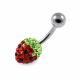 316L Surgical Steel Crystal Stone  Strawberry design Navel Belly Ring