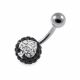 316L Surgical Steel Black Crystal Stone With White Spade design Navel Belly Ring