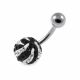 316L Surgical Stee Crystal Stone With Zebra Curved design Navel Belly Ring