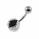 316L Surgical Steel White Crystal Stone With Rhombus Shape design Navel Belly Ring
