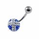 316L Surgical Steel Dark Blue Crystal Stone With White Cross design Navel Belly Ring