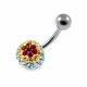 316L Surgical Steel Mix Color Crystal Stone With Flower design Navel Belly Ring