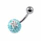 316L Surgical Steel Aquamarine Color Crystal Stone with White Star Belly Button Ring