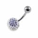316L Surgical Steel White Crystal Stone with Lavender Heart Belly Button Ring