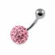 316L Surgical Steel Pink Crystal Stone Belly Button Ring