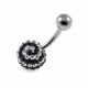 316L Surgical Steel Black Color Crystal Stone With Spiral Belly Button Ring
