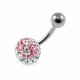 316L Surgical Steel White and Pink Color Crystal Stone Navel Belly Button Ring
