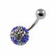 316L Surgical Steel White Color Crystal Stone With Mix Color Flower Design Navel Belly Button Ring