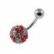 316L SS White Color Crystal Stone With Tiny Flower Design Navel Belly Button Ring