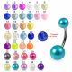 316L Surgical Steel Banana Belly Bar With UV Acrylic Pearl Balls