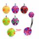 316L Surgical Steel Banana Belly Bar With UV Acrylic Colorful Fancy Balls