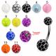 316L Surgical Steel Banana Belly Bar With Fancy Football Print UV Balls