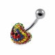Mix Color Crystal stone With Heart Shape Design Navel Belly Ring
