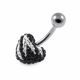 Black and White Color Crystal Stone Navel Belly Ring 