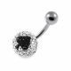 White and Black Color crystal Stone With Spade Design Belly Button Ring