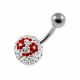 316L Surgical Steel Red and White Color Crystal Stone Bell Ring