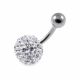 316L SS Clear Color Crystal Stone Navel Belly Bar Ring