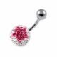 White crystal Stone 316L Surgical Steel with Pink Star Navel Belly Ring