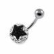 316L Surgical Steel White crystal Stone with Black Star Navel Belly Ring